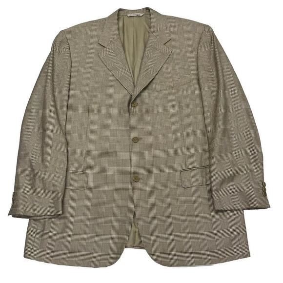 Canali Mens 44R Brown Houndstooth Check Silk Wool Cashmere Sport Coat - Picture 1 of 16